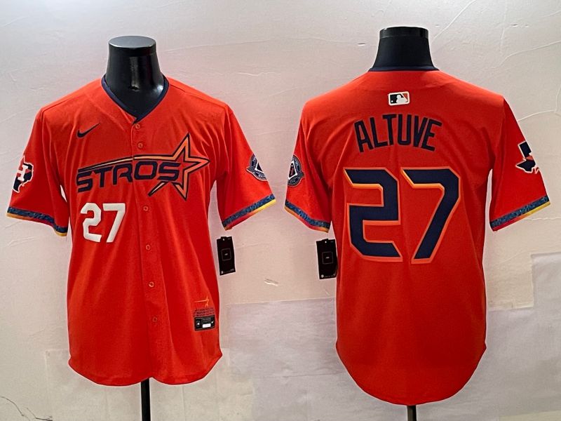 Men Houston Astros #27 Altuve Orange Five generation Joint Name Nike 2025 MLB Jersey style 2